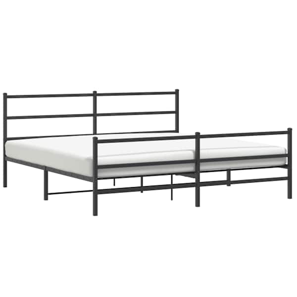 vidaXL metallist voodiraam peatsi ja jalutsiga, must, 193x203 cm