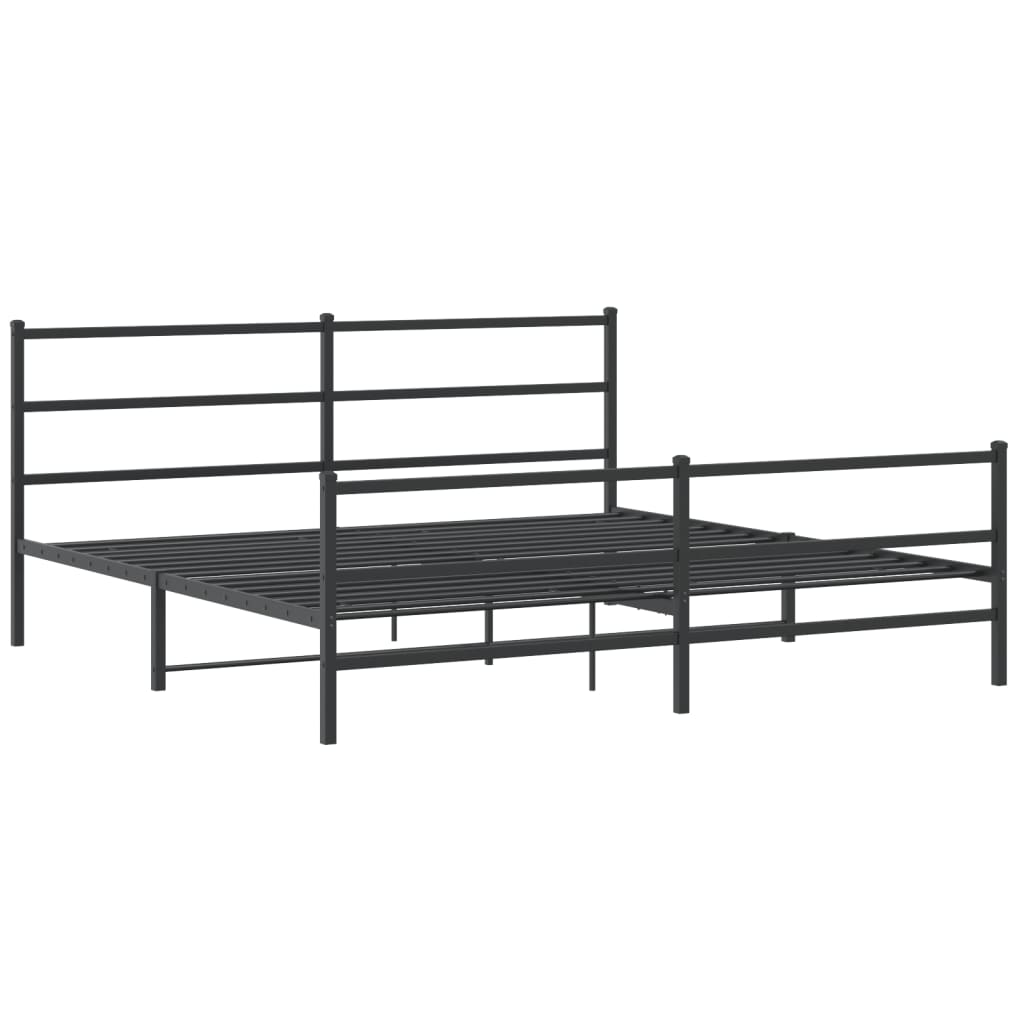 vidaXL Bedframe met hoofd- en voeteneinde metaal zwart 193x203 cm afbeelding