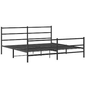 Kovový rám postele s hlavovým a nožním čelem černý 200 x 200 cm - obrázek 3