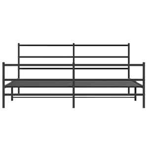 Kovový rám postele s hlavovým a nožním čelem černý 200 x 200 cm - obrázek 5