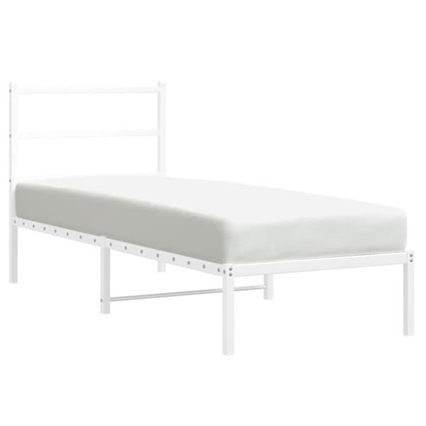vidaXL metallist voodiraam peatsiga, ilma madratsita, valge, 75x190 cm