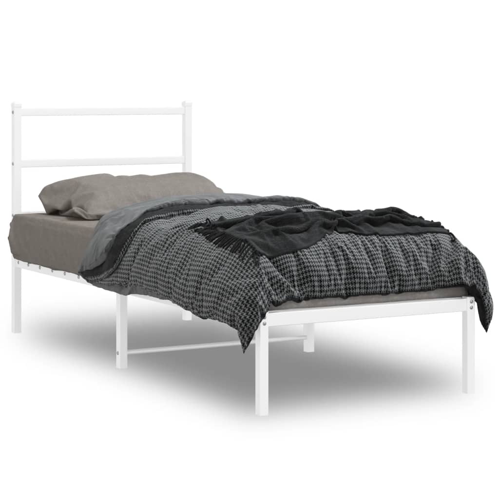 vidaXL Metallbett ohne Matratze mit Kopfteil Weiß 75x190 cm