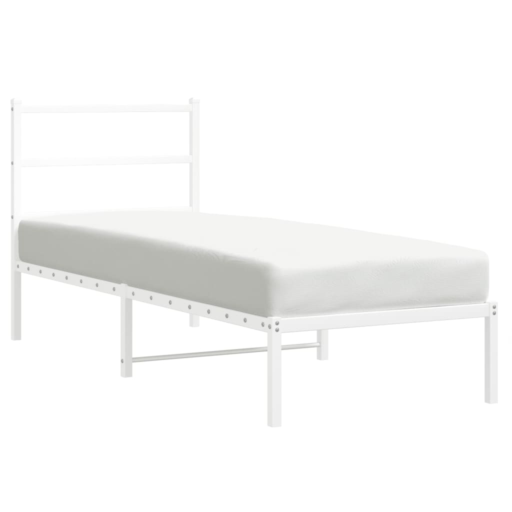 vidaXL Bedframe met hoofdbord metaal wit 80x200 cm, foto 3