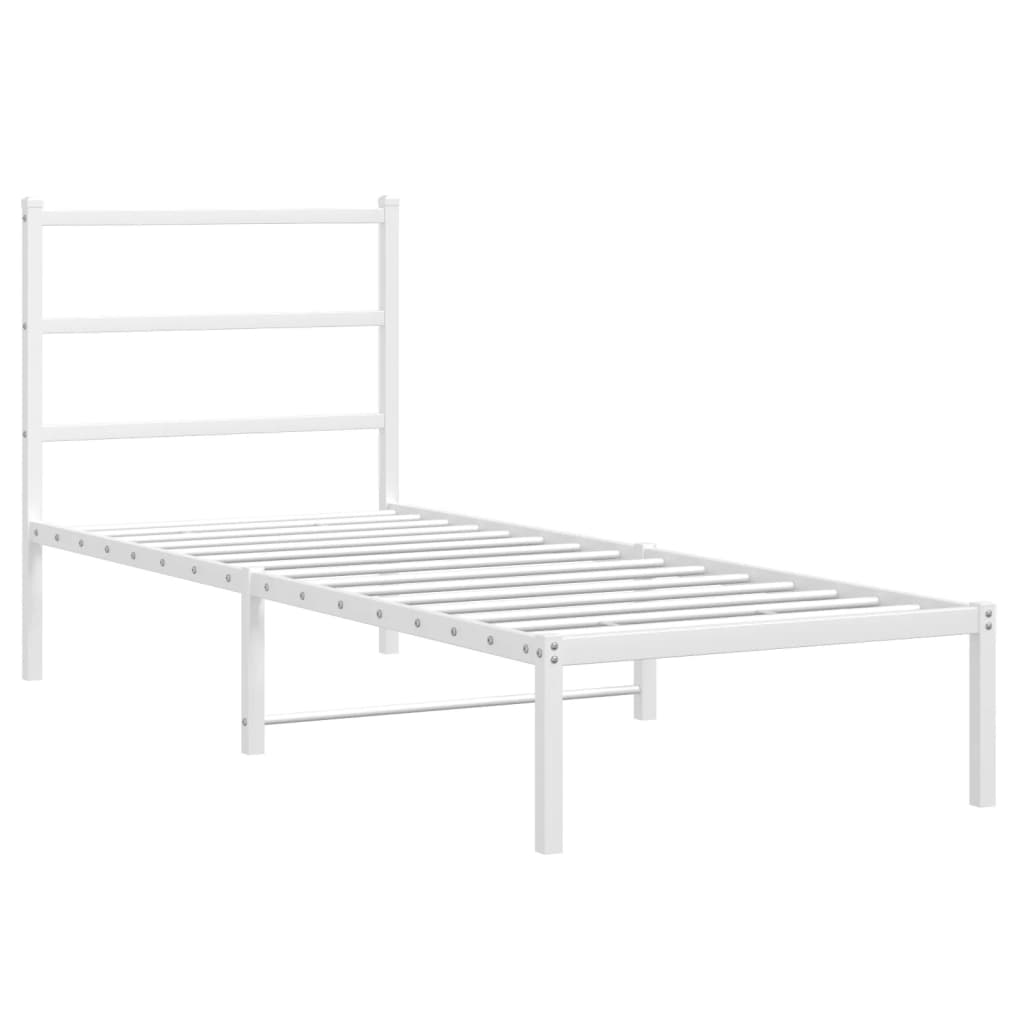 vidaXL Kovový rám postele s čelom biely 80x200 cm