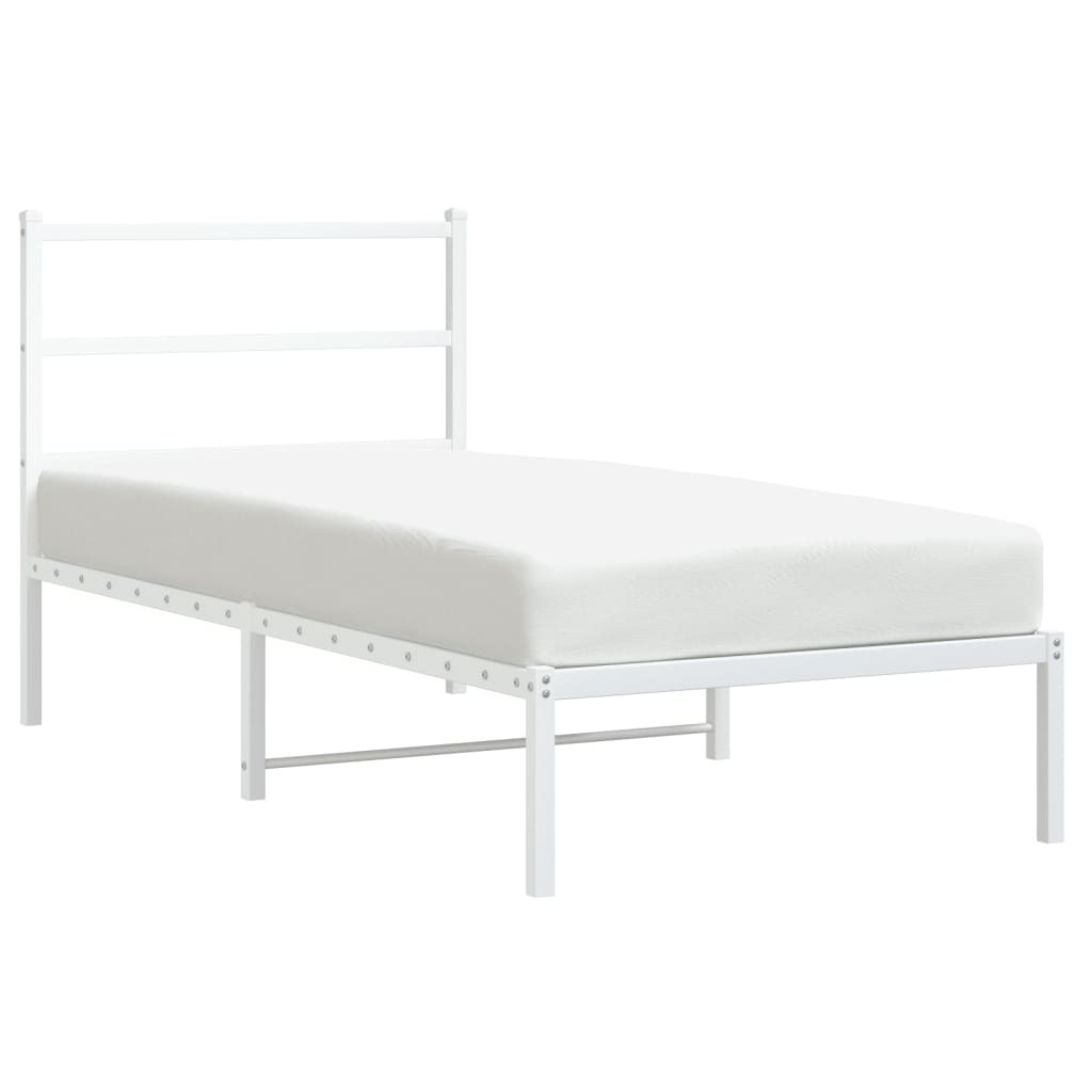 vidaXL Bedframe met hoofdbord metaal wit 90x200 cm, foto 3