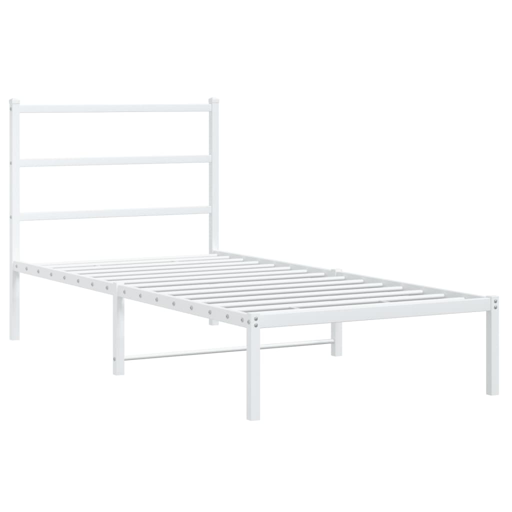 vidaXL Bedframe met hoofdbord metaal wit 90x200 cm, foto 4