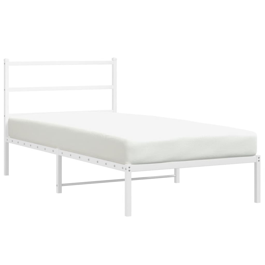 vidaXL Bedframe met hoofdbord metaal wit 100x190 cm, foto 3
