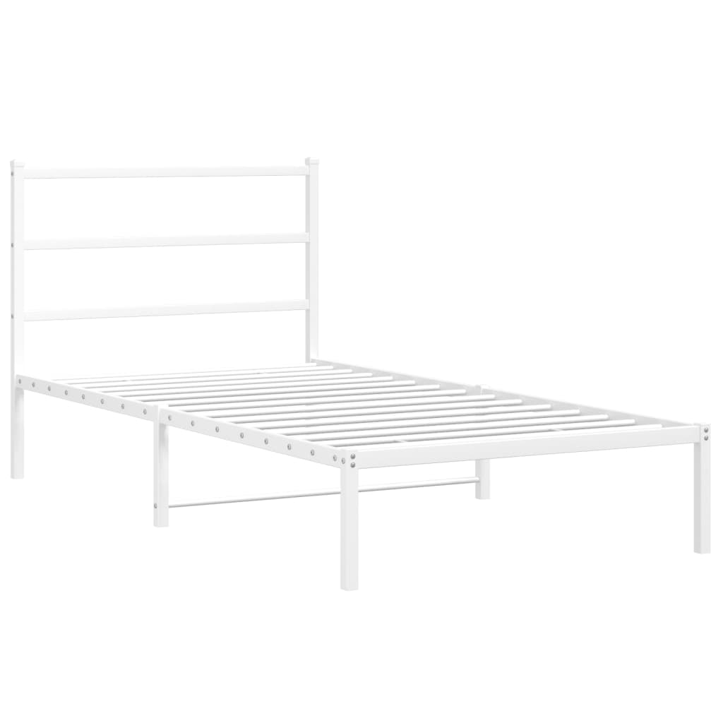 vidaXL Bedframe met hoofdbord metaal wit 107x203 cm afbeelding