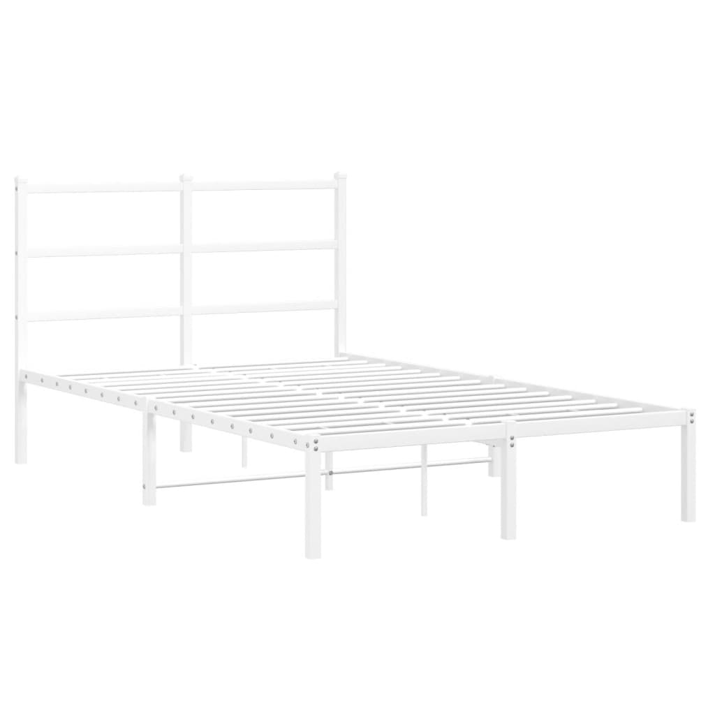 vidaXL Bedframe met hoofdbord metaal wit 120x200 cm afbeelding