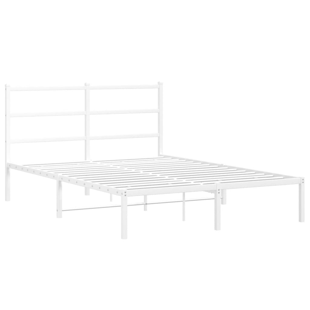 vidaXL Bedframe met hoofdbord metaal wit 140x200 cm afbeelding