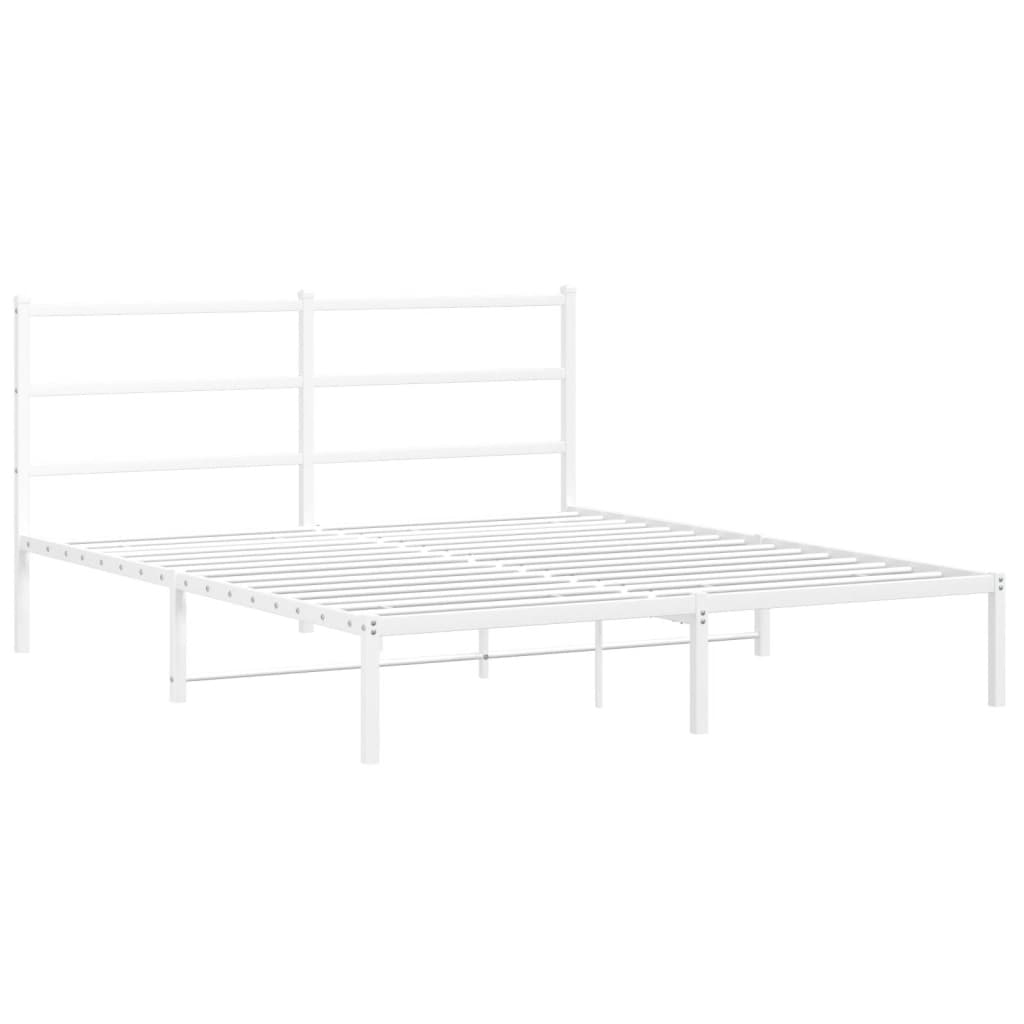 vidaXL Bedframe met hoofdbord metaal wit 150x200 cm afbeelding
