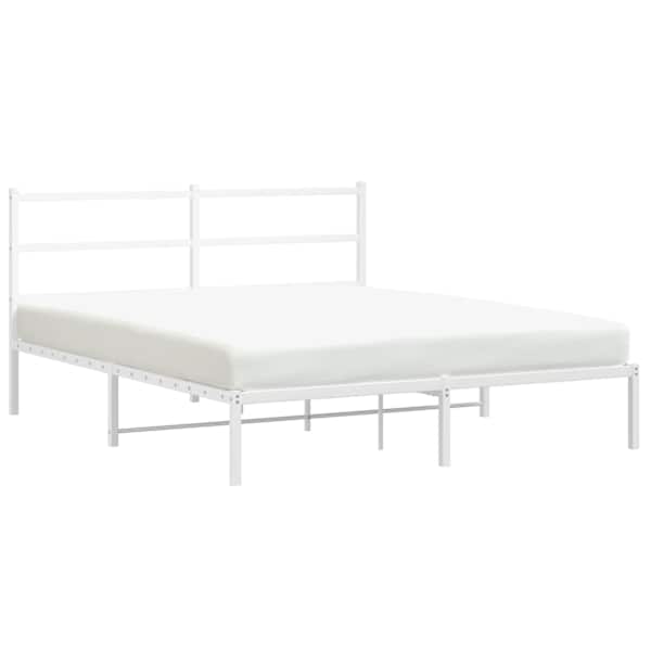 vidaXL metallist voodiraam peatsiga, valge, 160x200 cm