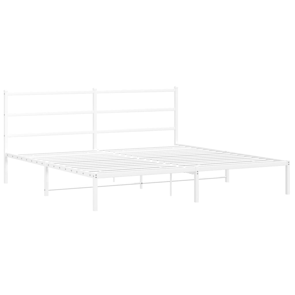 vidaXL Bedframe met hoofdbord metaal wit 183x213 cm afbeelding