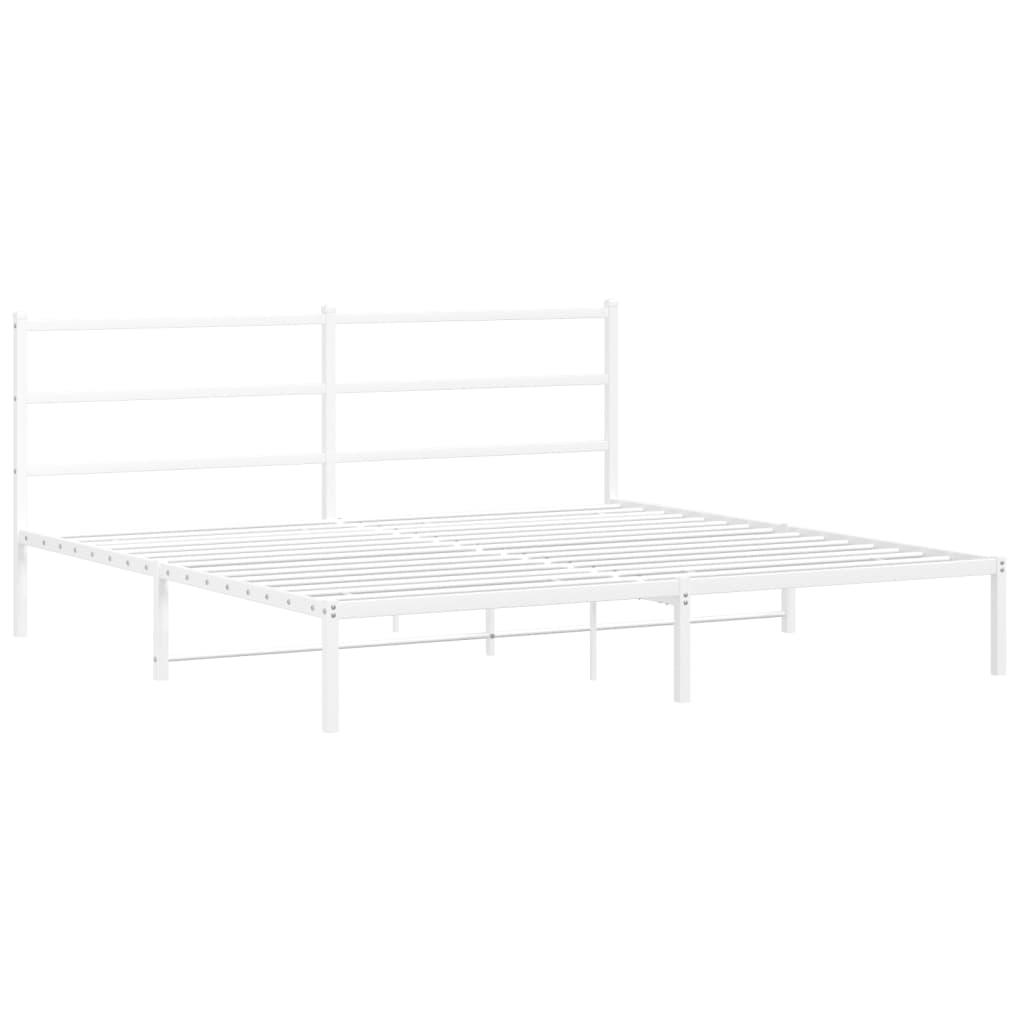 vidaXL Bedframe met hoofdbord metaal wit 193x203 cm afbeelding