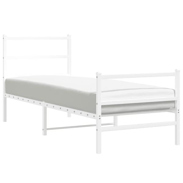 vidaXL metallist voodiraam peatsi ja jalutsiga, valge, 80 x 200 cm