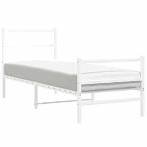 Kovový rám postele s hlavovým a nožním čelem bílý 80 x 200 cm - obrázek 2
