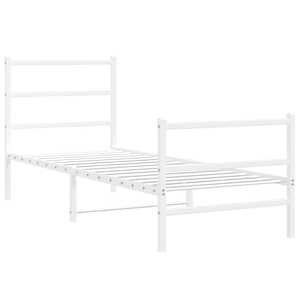 Kovový rám postele s hlavovým a nožním čelem bílý 80 x 200 cm - obrázek 3