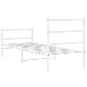 Kovový rám postele s hlavovým a nožním čelem bílý 80 x 200 cm - obrázek 7