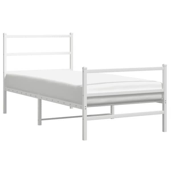 vidaXL metallist voodiraam peatsi ja jalutsiga&nbsp;, valge, 90 x 190 cm