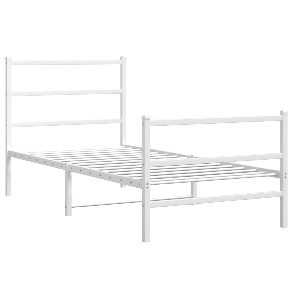 vidaXL Bedframe met hoofd- en voeteneinde metaal wit 90x200 cm afbeelding