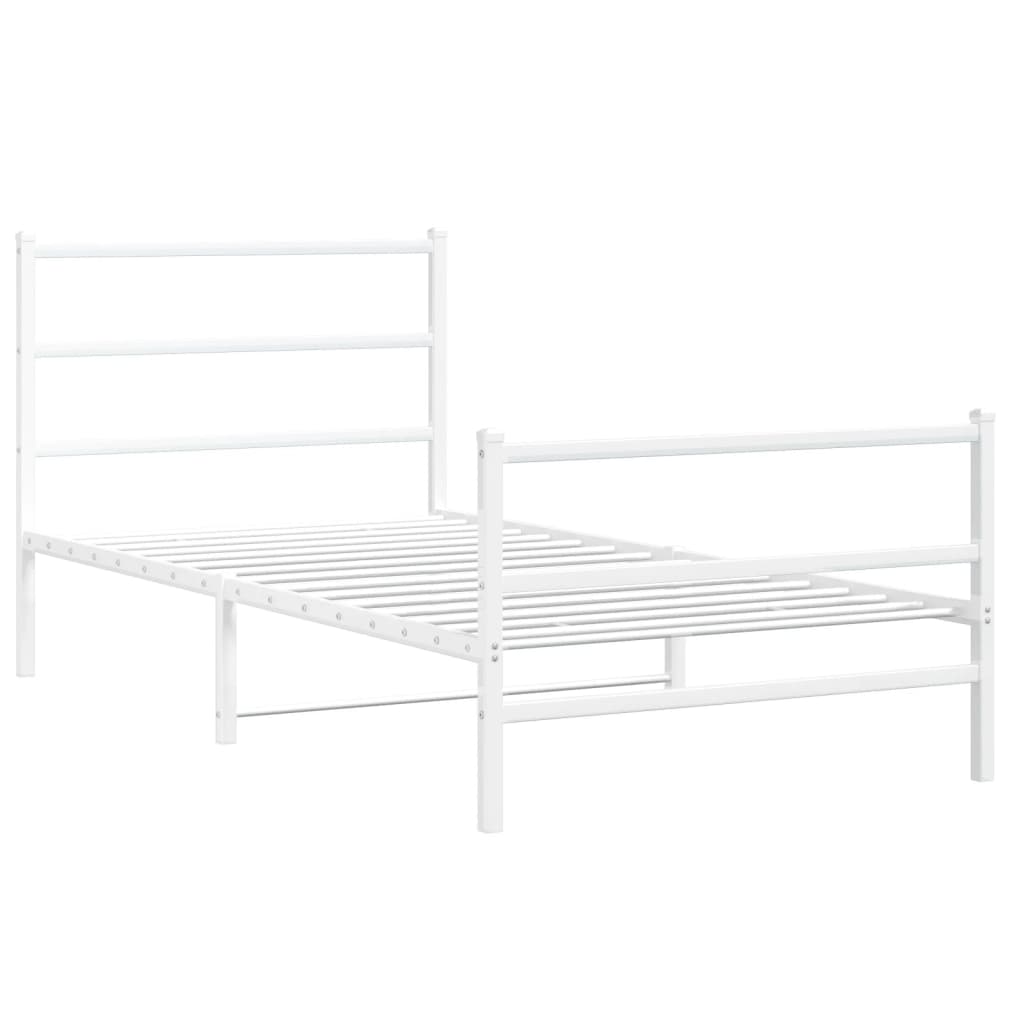 vidaXL Cadru de pat metalic cu tăblie de cap/picioare  alb, 100x190 cm