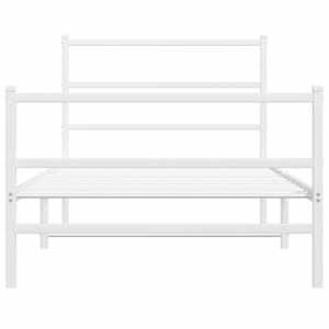 Kovový rám postele s hlavovým a nožním čelem bílý 107 x 203 cm - obrázek 5