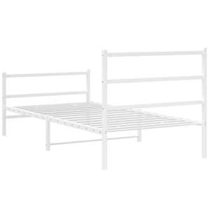 Kovový rám postele s hlavovým a nožním čelem bílý 107 x 203 cm - obrázek 7