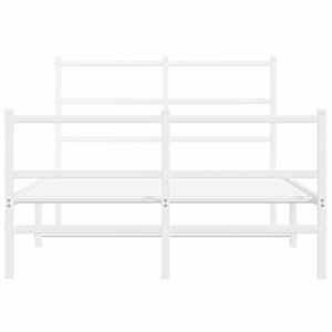 Kovový rám postele s hlavovým a nožním čelem bílý 120 x 190 cm - obrázek 5