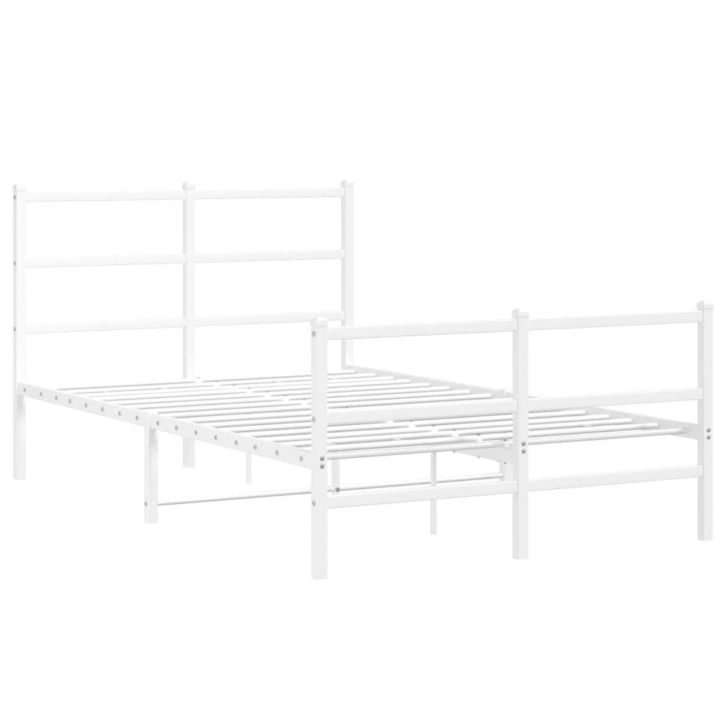 vidaXL Bedframe met hoofd- en voeteneinde metaal wit 120x200 cm afbeelding