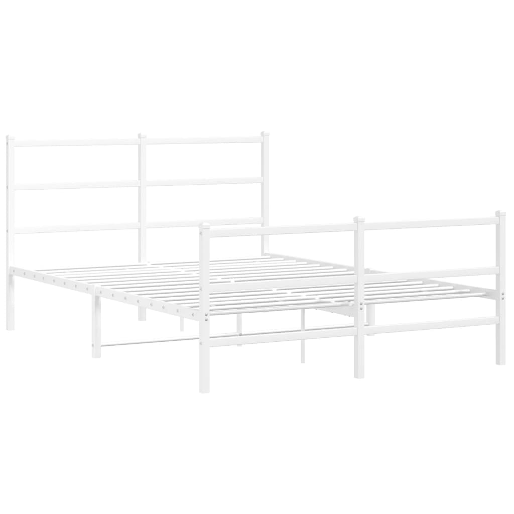 vidaXL Bedframe met hoofd- en voeteneinde metaal wit 140x190 cm afbeelding