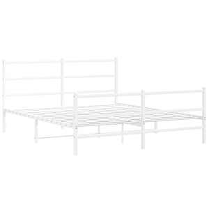 Kovový rám postele s hlavovým a nožním čelem bílý 150 x 200 cm - obrázek 3