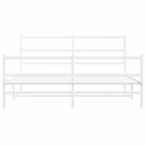 Kovový rám postele s hlavovým a nožním čelem bílý 150 x 200 cm - obrázek 5
