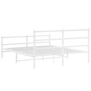 Kovový rám postele s hlavovým a nožním čelem bílý 150 x 200 cm - obrázek 7