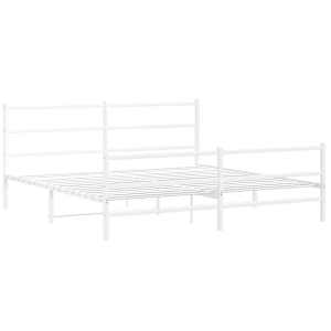 Kovový rám postele s hlavovým a nožním čelem bílý 200 x 200 cm - obrázek 3
