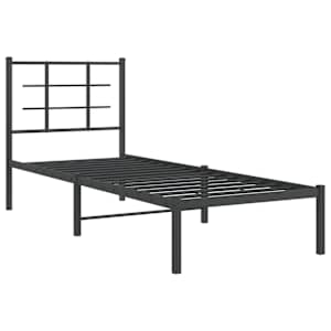 Kovový rám postele s čelem černý 75 x 190 cm - obrázek 3