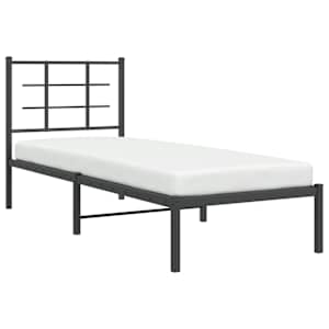 Kovový rám postele s čelem černý 75 x 190 cm - obrázek 4
