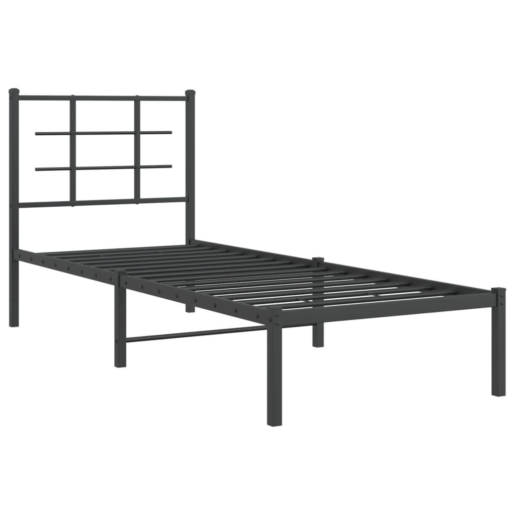 vidaXL Bedframe met hoofdbord metaal zwart 80x200 cm afbeelding