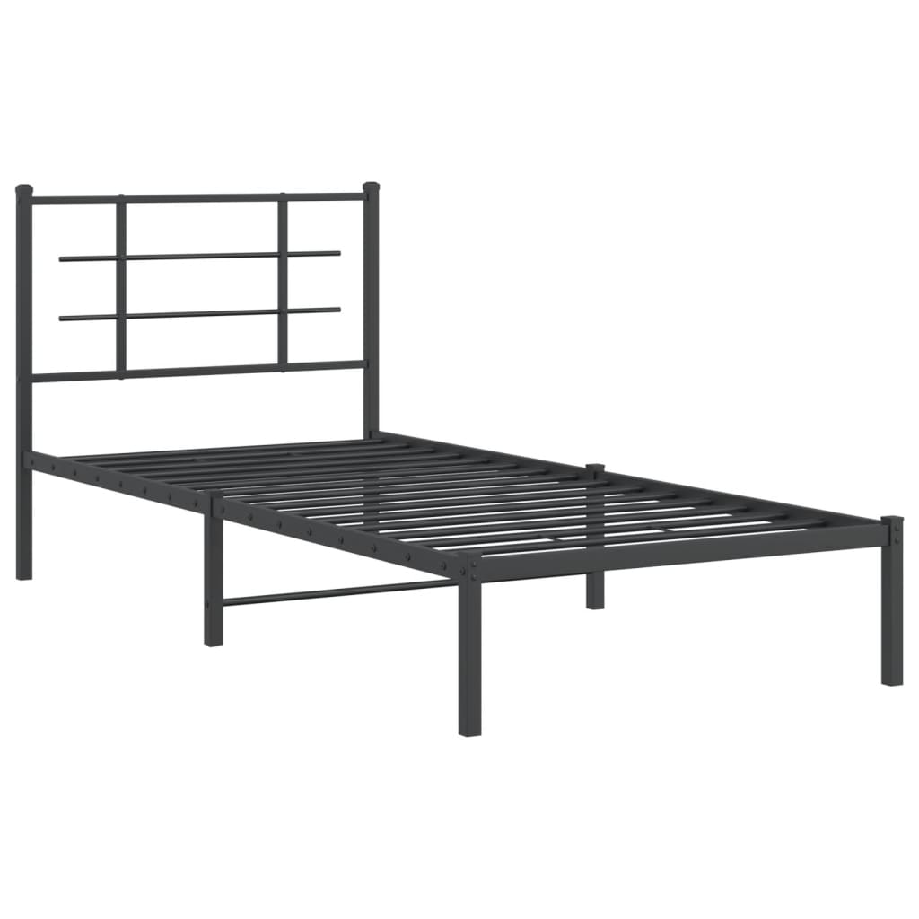 vidaXL Metallinen sängynrunko päädyllä musta 90x200 cm