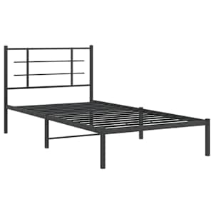 Kovový rám postele s čelem černý 107 x 203 cm - obrázek 3