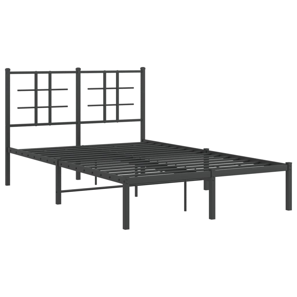 vidaXL Bedframe met hoofdbord metaal zwart 120x190 cm afbeelding