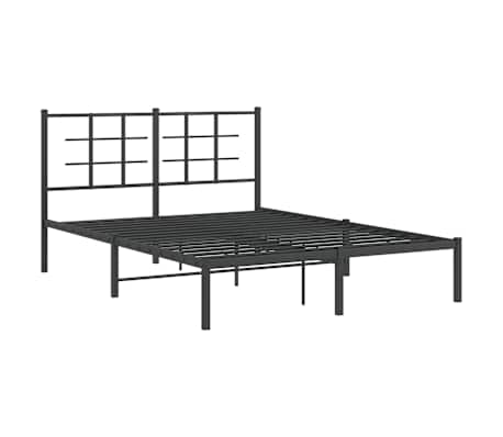 vidaXL Cadre de lit m&eacute;tal sans matelas avec t&ecirc;te de lit noir 135x190cm