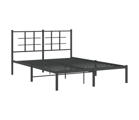 vidaXL gultas rāmis ar galvgali, melns metāls, 140x190 cm