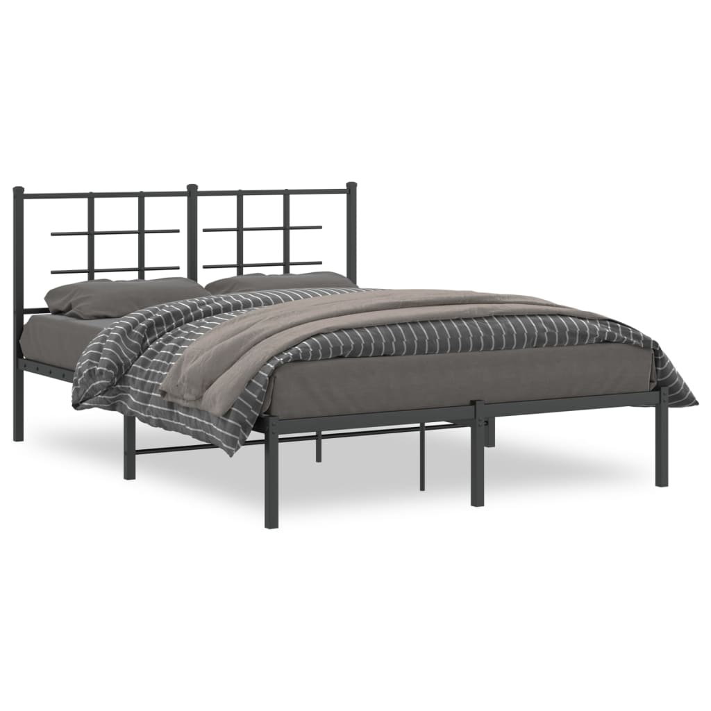 vidaXL Bedframe met hoofdbord metaal zwart 140x200 cm, foto 3