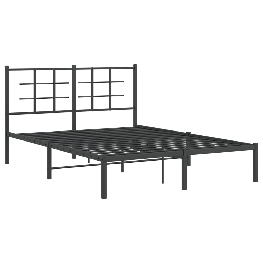vidaXL Bedframe met hoofdbord metaal zwart 140x200 cm, foto 2