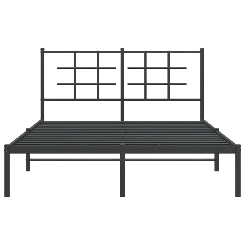 vidaXL Bedframe met hoofdbord metaal zwart 140x200 cm, foto 4
