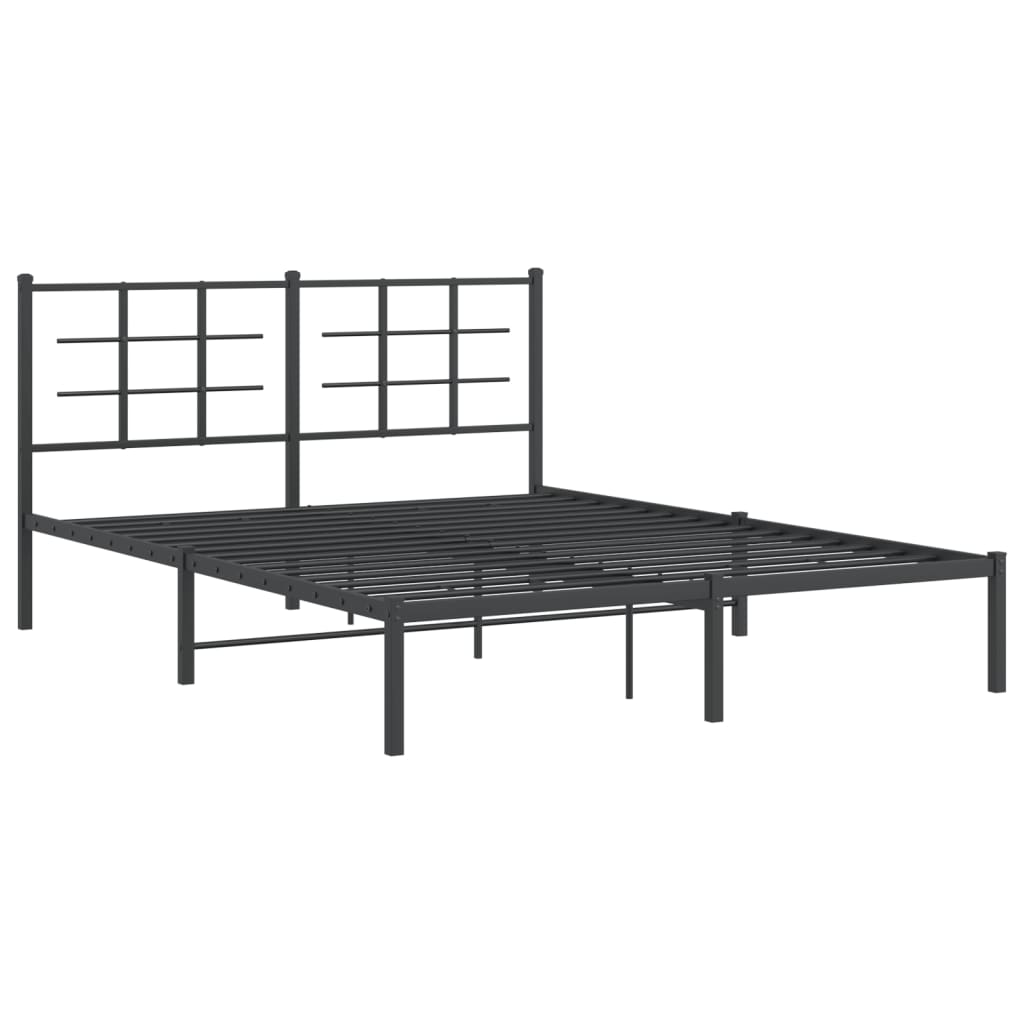 vidaXL Bedframe met hoofdbord metaal zwart 150x200 cm afbeelding