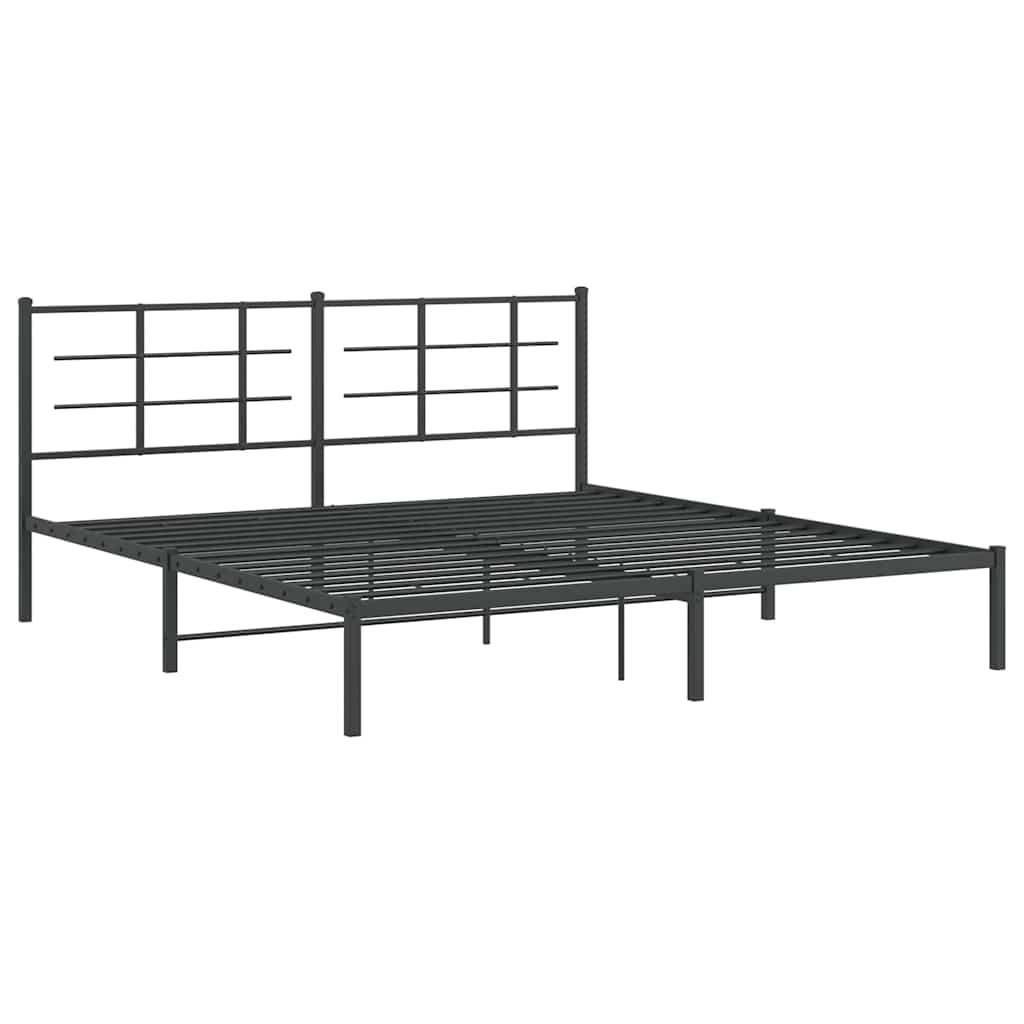 vidaXL Bedframe met hoofdbord metaal zwart 180x200 cm, foto 2