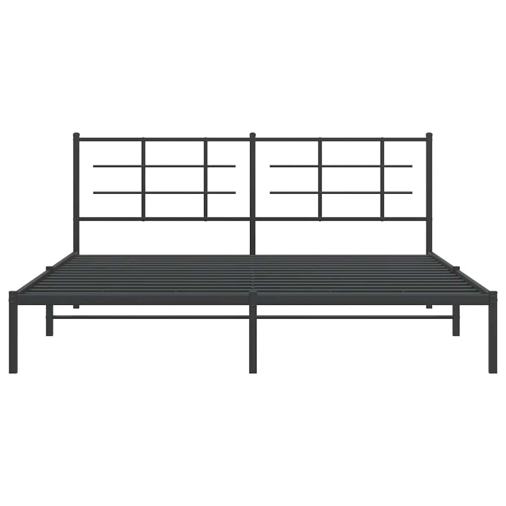 vidaXL Bedframe met hoofdbord metaal zwart 180x200 cm, foto 4