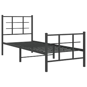 Kovový rám postele s hlavovým a nožním čelem černý 75 x 190 cm - obrázek 3