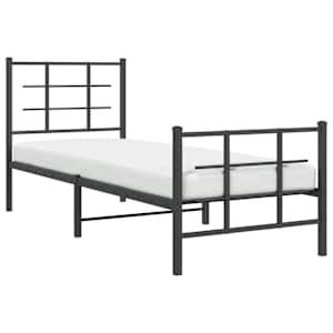 Kovový rám postele s hlavovým a nožním čelem černý 75 x 190 cm - obrázek 4